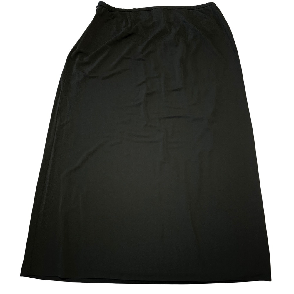 Kate Hill Women Black Maxi Skirt Plus Size 1X Rayon Blend Solid Minimalist - Picture 7 of 7